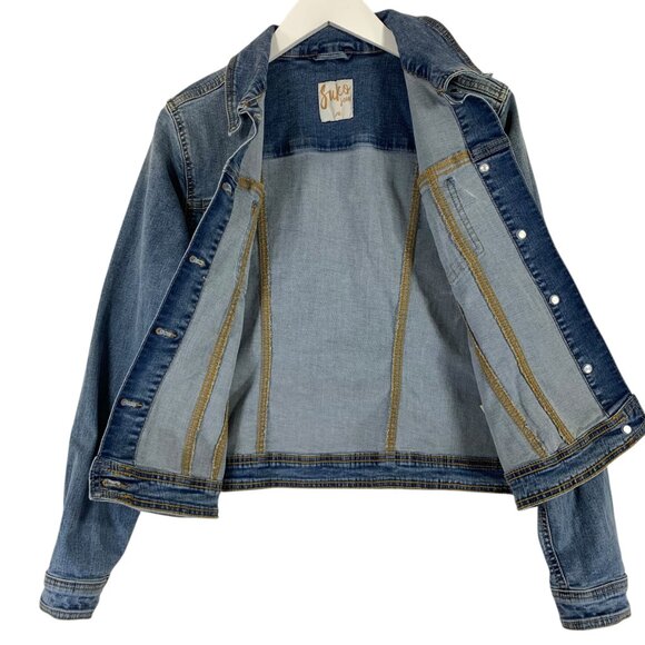 Suko Jeans Women's Stretch Denim jean Trucker Jacket size large - Picture 6 of 11